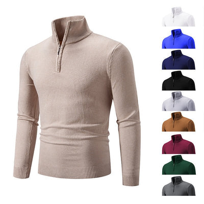 2023 Men's Plus Size Fleece Zip Mock Neck Sweater - Priceless Collect LLC