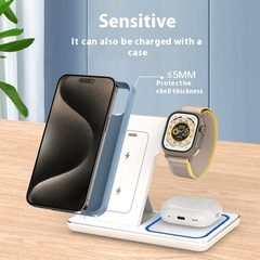 3 In 1 LED Fast Wireless Charger Stand Foldable Charging Station - Priceless Collect LLC