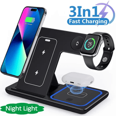 3 In 1 LED Fast Wireless Charger Stand Foldable Charging Station - Priceless Collect LLC