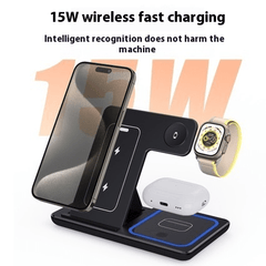 3 In 1 LED Fast Wireless Charger Stand Foldable Charging Station - Priceless Collect LLC