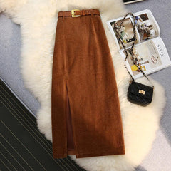 High Waist A-Line Corduroy Skirt for Women - Priceless Collect LLC