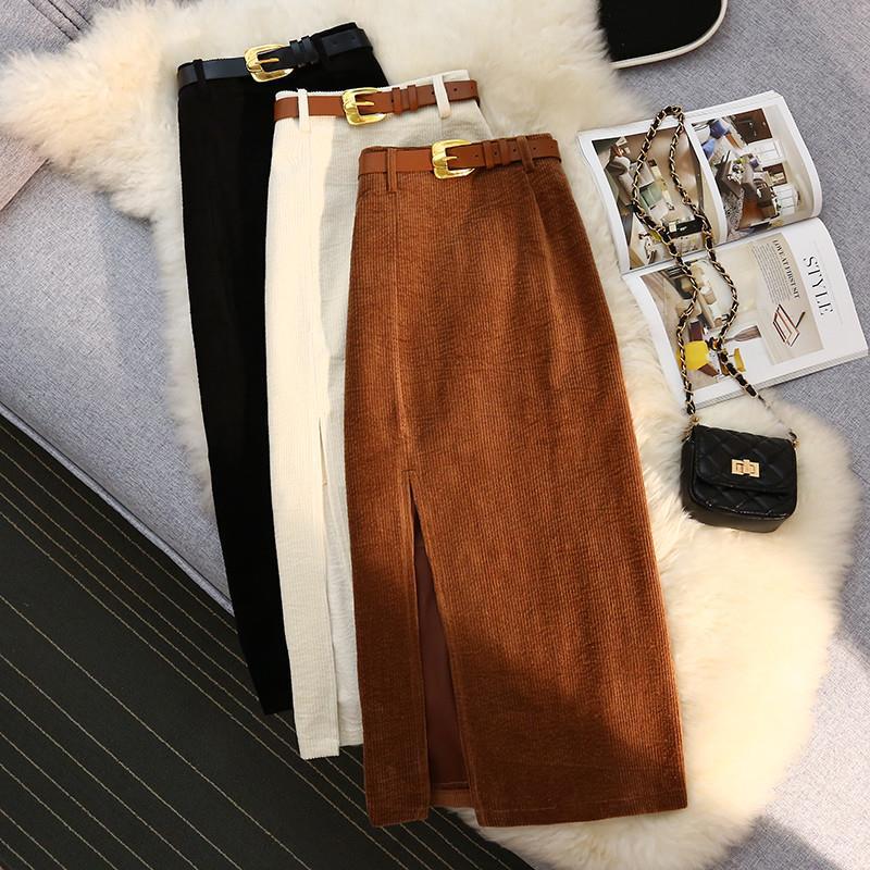 High Waist A-Line Corduroy Skirt for Women - Priceless Collect LLC
