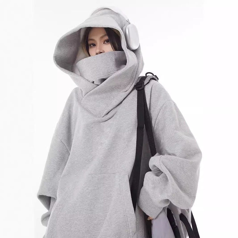 Loose High Collar Fleece Lined Hoodie - Priceless Collect LLC