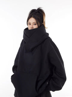 Loose High Collar Fleece Lined Hoodie - Priceless Collect LLC