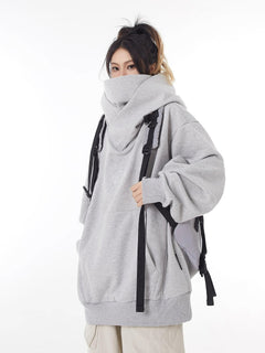 Loose High Collar Fleece Lined Hoodie - Priceless Collect LLC