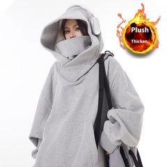 Loose High Collar Fleece Lined Hoodie - Priceless Collect LLC