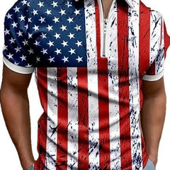Men's 3D Digital Print Zip-Up Polo Shirt - Priceless Collect LLC
