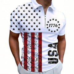 Men's 3D Digital Print Zip-Up Polo Shirt - Priceless Collect LLC