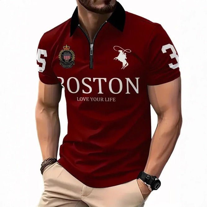 Men's 3D Digital Print Zip-Up Polo Shirt - Priceless Collect LLC