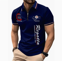 Men's 3D Digital Print Zip-Up Polo Shirt - Priceless Collect LLC
