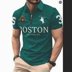Men's 3D Digital Print Zip-Up Polo Shirt - Priceless Collect LLC
