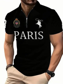 Men's 3D Digital Print Zip-Up Polo Shirt - Priceless Collect LLC